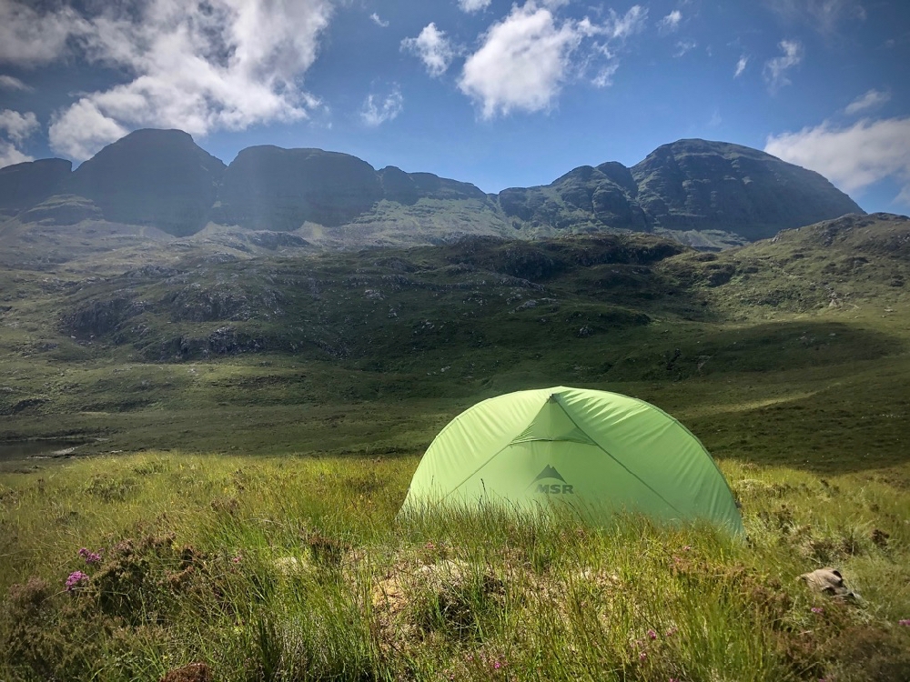 Wild camping, Suilven in the background