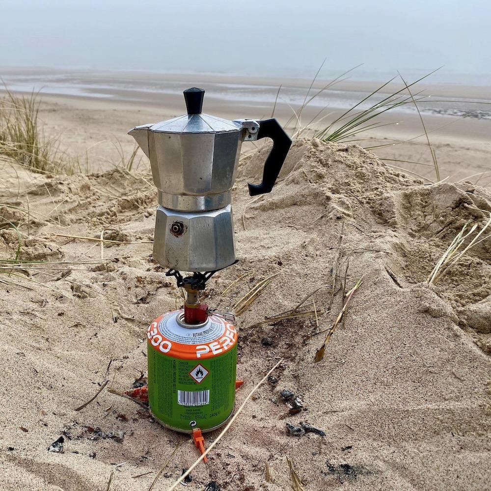 Camping coffee with an Italian espresso maker