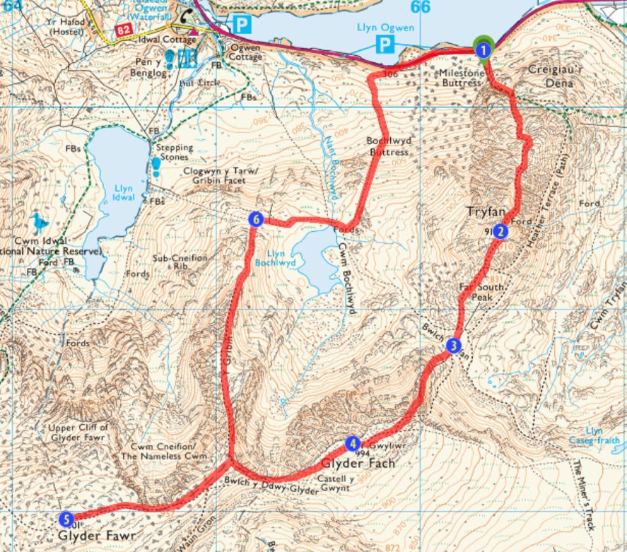 Bochlwyd Horseshoe OS Map