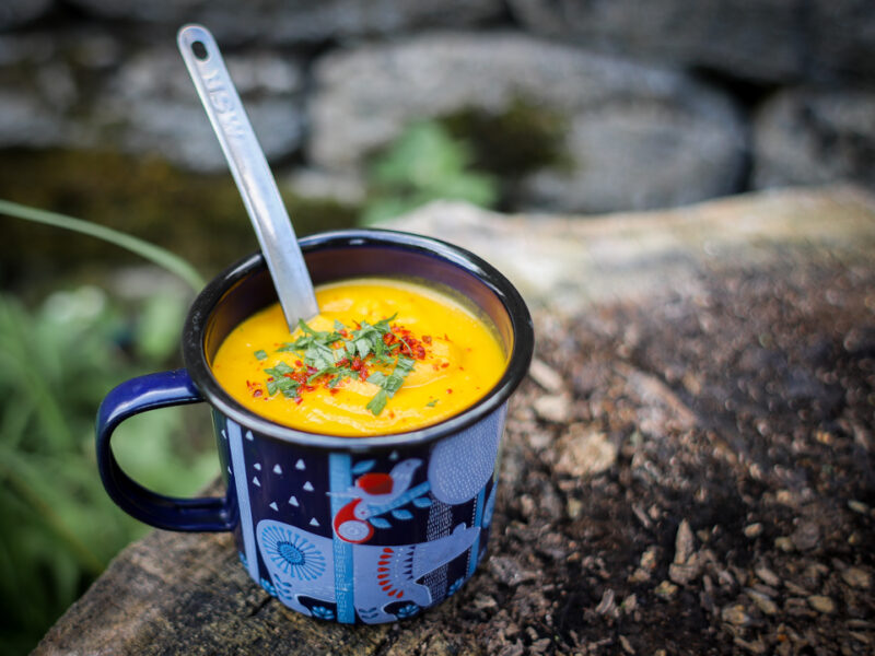 Dehydrated red lentil, carrot, and cumin soup backpacking recipe
