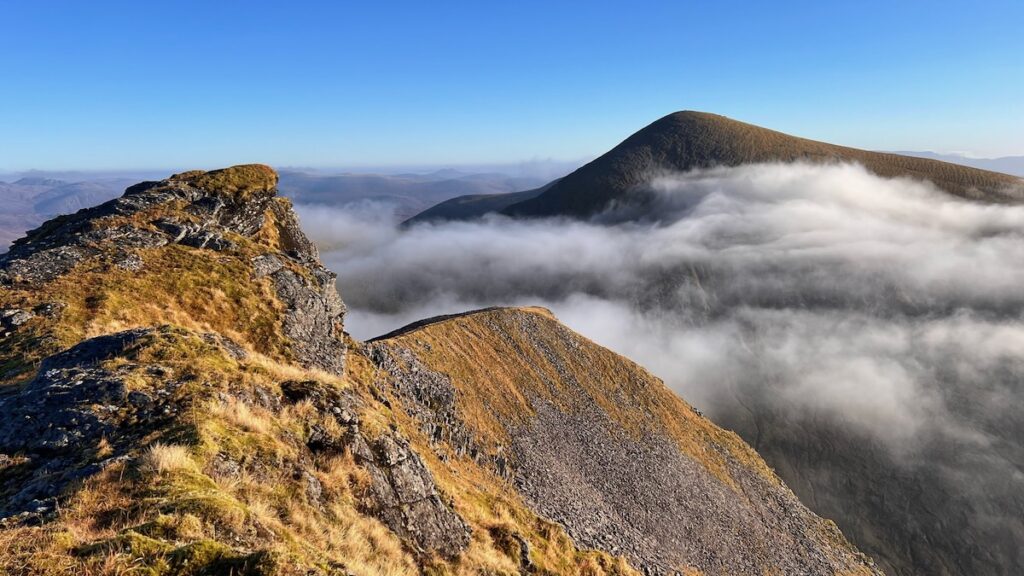 Fannichs Munros: Meall a' Chrasgaidh, Sgùrr nan Clach Geala, and Sgùrr nan Each.