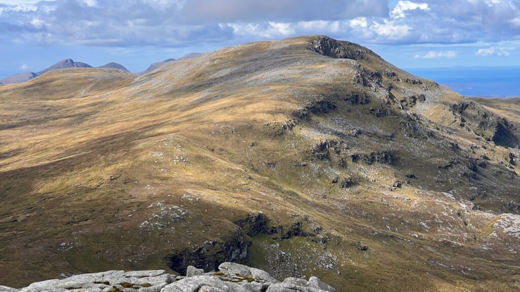 Beinn Leoid from Meallan a'Chuail, Quinag peaking out in the distance