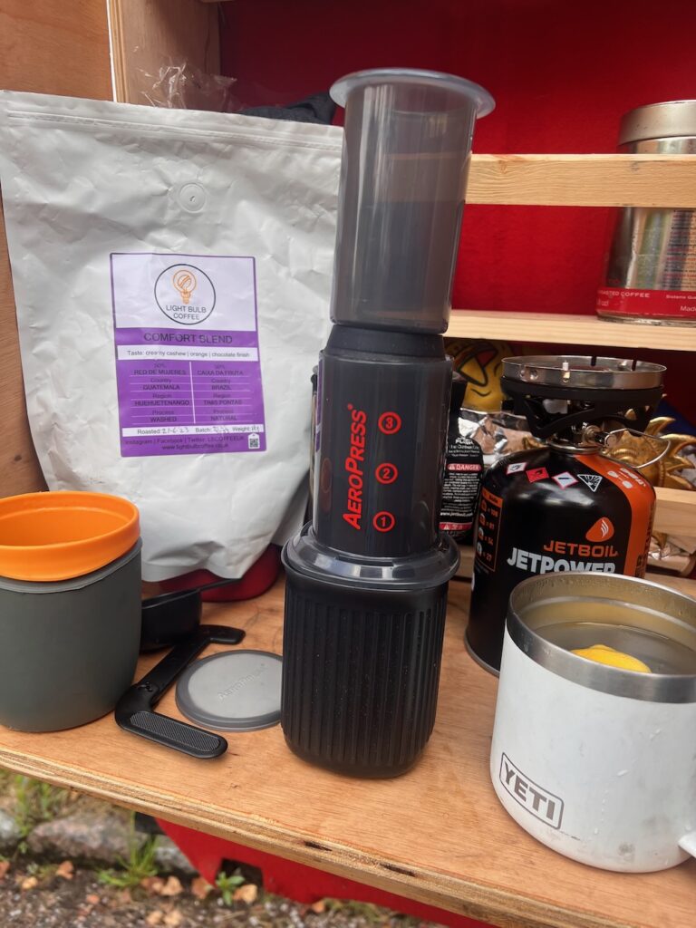 Camping coffee with an Aeropress