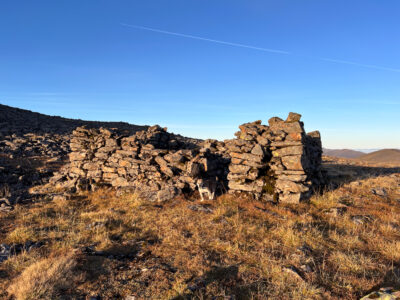 Oldy remains of the 19th century “Colby Camp” on Ben Alder.