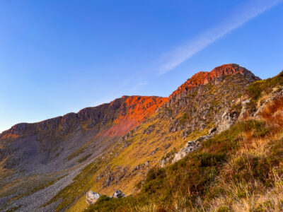 Beautiful light as the rising sun started to hit Ben Alder
