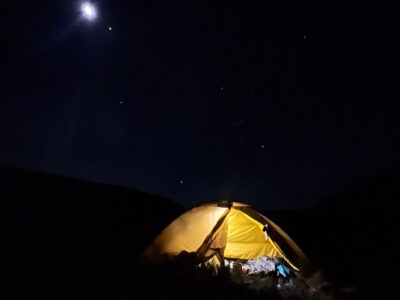 The moon and Jupiter shone brightly.