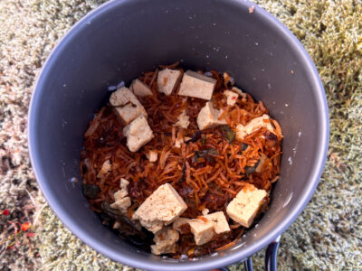 Dehydrated Kimchi rice and tofu for dinner.