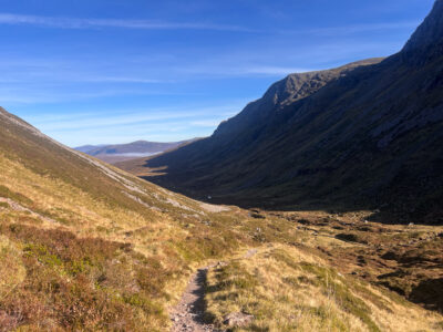 Heading northeast through the Bealach Dubh.