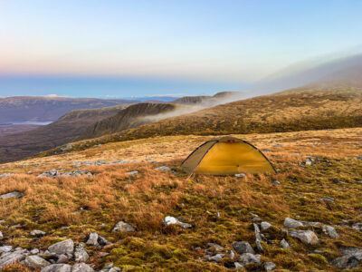Camp near the stream below Geal-Charn.