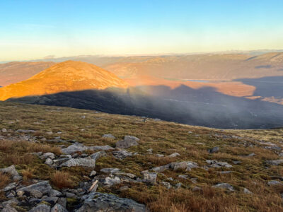 Misty conditions at sunset giving way to a faint Brocken spectre moment.