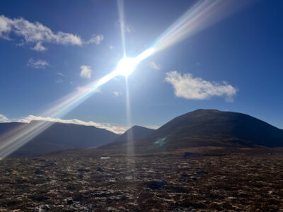 Heading uphill towads Carn Dearg, the first Munro of the journey.