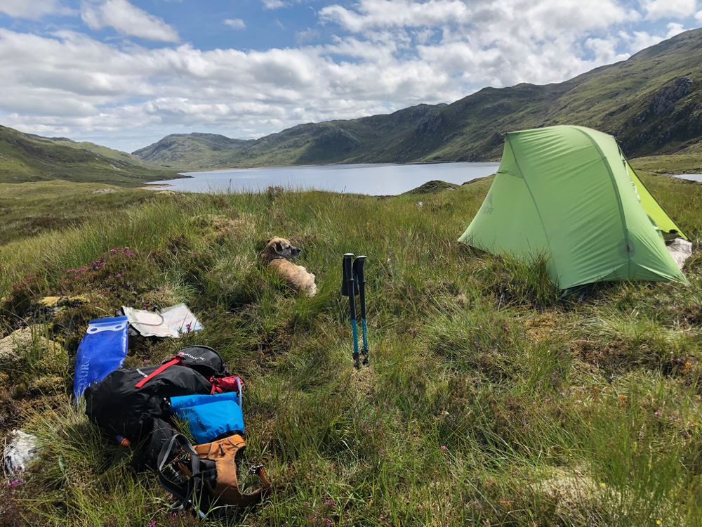 Wild camping view of Loch na Gainimh