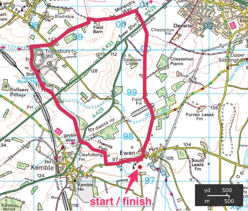 Thames Source Circular Walk - OS Map