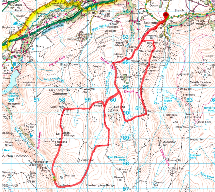 Dartmoor Wild Camping Okehampton OS Map